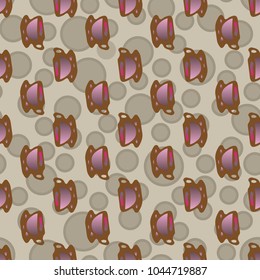 Cup of coffee or tea with dots on background seamless pattern.