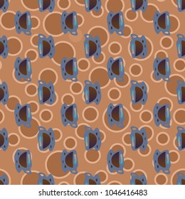 Cup of coffee or tea with dots on background seamless pattern.
