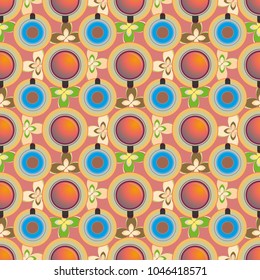 Cup of coffee or tea with dots on background seamless pattern.