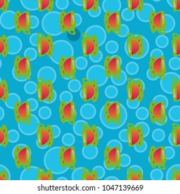 Cup of coffee or tea with dots on background seamless pattern.