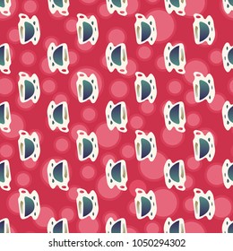 Cup of coffee or tea with dots on background seamless pattern.