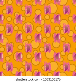 Cup of coffee or tea with dots on background seamless pattern.