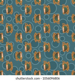 Cup of coffee or tea with dots on background seamless pattern.