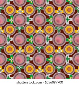 Cup of coffee or tea with dots on background seamless pattern.