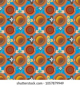 Cup of coffee or tea with dots on background seamless pattern.