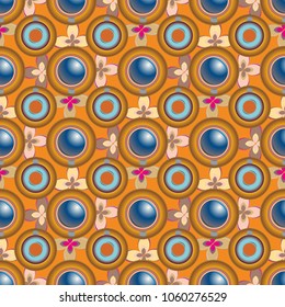 Cup of coffee or tea with dots on background seamless pattern.