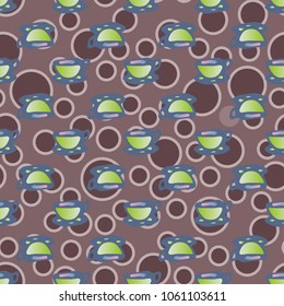 Cup of coffee or tea with dots on background seamless pattern.