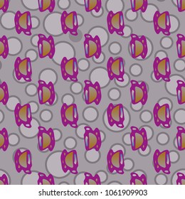 Cup of coffee or tea with dots on background seamless pattern.