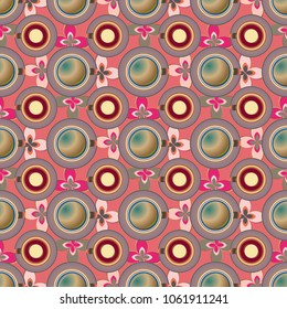 Cup of coffee or tea with dots on background seamless pattern.