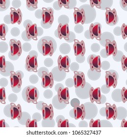Cup of coffee or tea with dots on background seamless pattern.