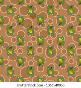 Cup of coffee or tea with dots on background seamless pattern.