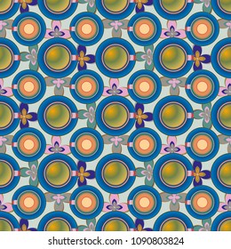 Cup of coffee or tea with dots on background seamless pattern.