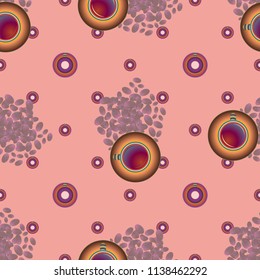 Cup of coffee or tea with dots on background seamless pattern.