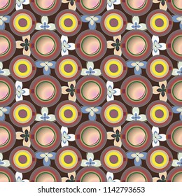 Cup of coffee or tea with dots on background seamless pattern.