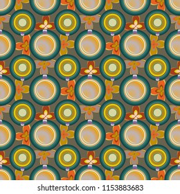 Cup of coffee or tea with dots on background seamless pattern.