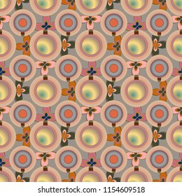 Cup of coffee or tea with dots on background seamless pattern.