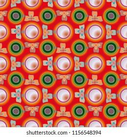 Cup of coffee or tea with dots on background seamless pattern.