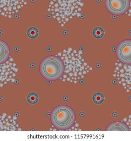 Cup of coffee or tea with dots on background seamless pattern.