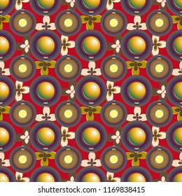 Cup of coffee or tea with dots on background seamless pattern.