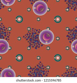 Cup of coffee or tea with dots on background seamless pattern.
