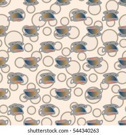Cup of coffee or tea with dots on background seamless pattern.