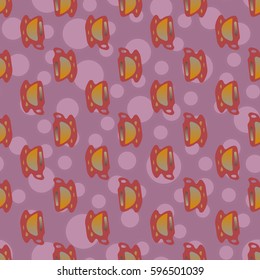 Cup of coffee or tea with dots on background seamless pattern.
