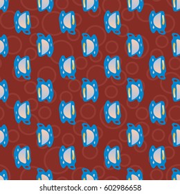 Cup of coffee or tea with dots on background seamless pattern.