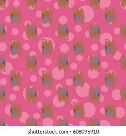 Cup of coffee or tea with dots on background seamless pattern.