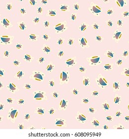 Cup of coffee or tea with dots on background seamless pattern.
