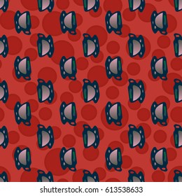 Cup of coffee or tea with dots on background seamless pattern.
