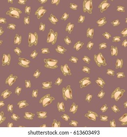 Cup of coffee or tea with dots on background seamless pattern.