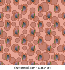 Cup of coffee or tea with dots on background seamless pattern.
