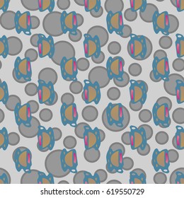Cup of coffee or tea with dots on background seamless pattern.