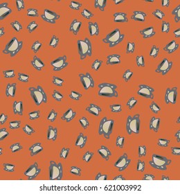Cup of coffee or tea with dots on background seamless pattern.