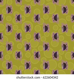 Cup of coffee or tea with dots on background seamless pattern.