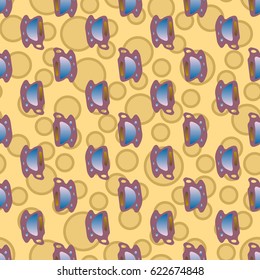 Cup of coffee or tea with dots on background seamless pattern.