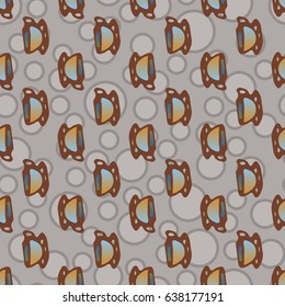 Cup of coffee or tea with dots on background seamless pattern.