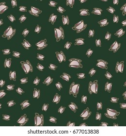 Cup of coffee or tea with dots on background seamless pattern.