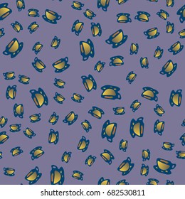 Cup of coffee or tea with dots on background seamless pattern.