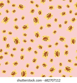 Cup of coffee or tea with dots on background seamless pattern.
