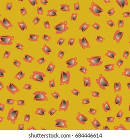 Cup of coffee or tea with dots on background seamless pattern.