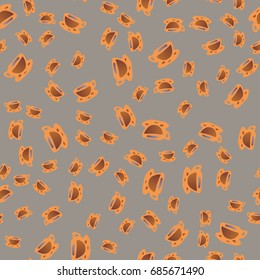 Cup of coffee or tea with dots on background seamless pattern.