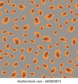 Cup of coffee or tea with dots on background seamless pattern.