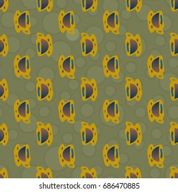 Cup of coffee or tea with dots on background seamless pattern.