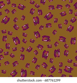 Cup of coffee or tea with dots on background seamless pattern.