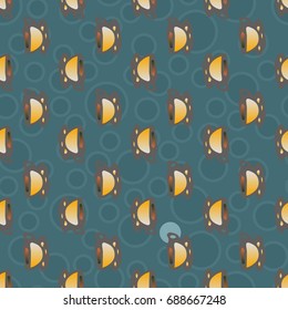 Cup of coffee or tea with dots on background seamless pattern.