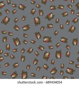 Cup of coffee or tea with dots on background seamless pattern.