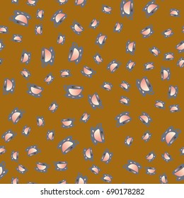 Cup of coffee or tea with dots on background seamless pattern.