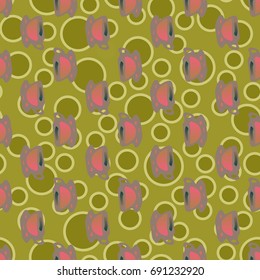 Cup of coffee or tea with dots on background seamless pattern.