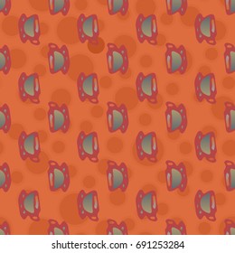 Cup of coffee or tea with dots on background seamless pattern.
